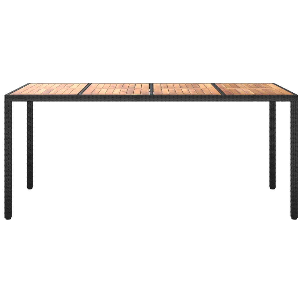 vidaXL Table de jardin 190x90x75 cm Résine tressée et bois acacia Noir - Image 3