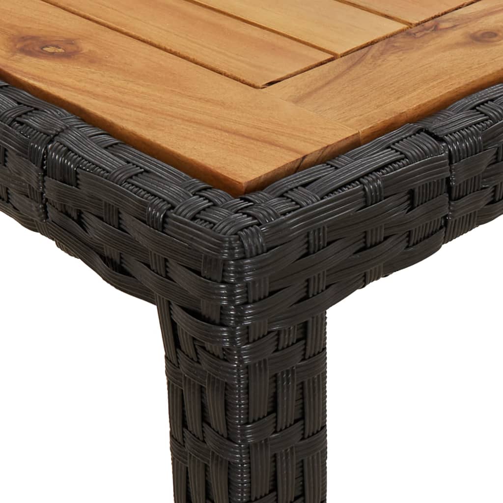 vidaXL Table de jardin 190x90x75 cm Résine tressée et bois acacia Noir - Image 5