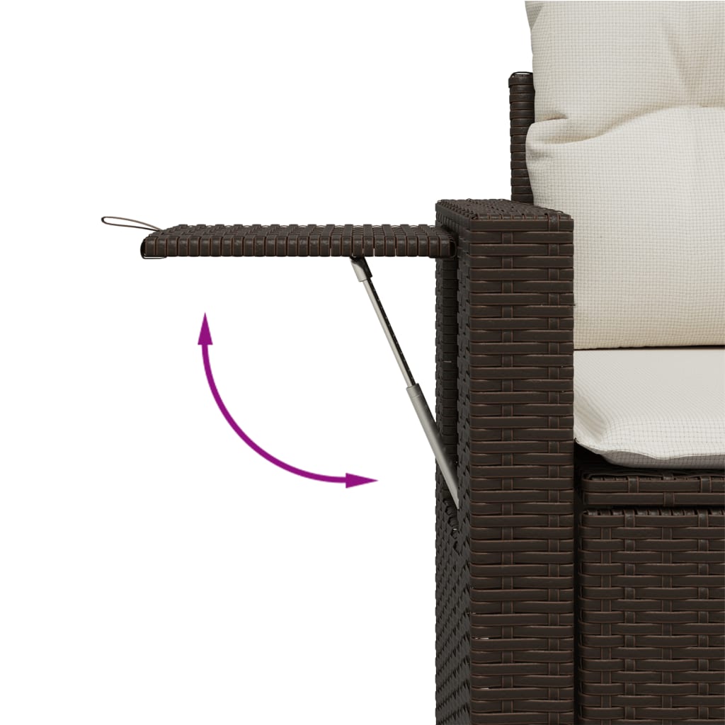 vidaXL Salon de jardin avec coussins 7 pcs marron résine tressée - Image 3