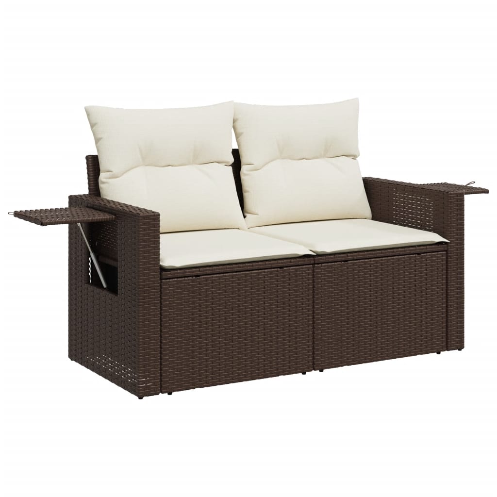 vidaXL Salon de jardin avec coussins 7 pcs marron résine tressée - Image 6