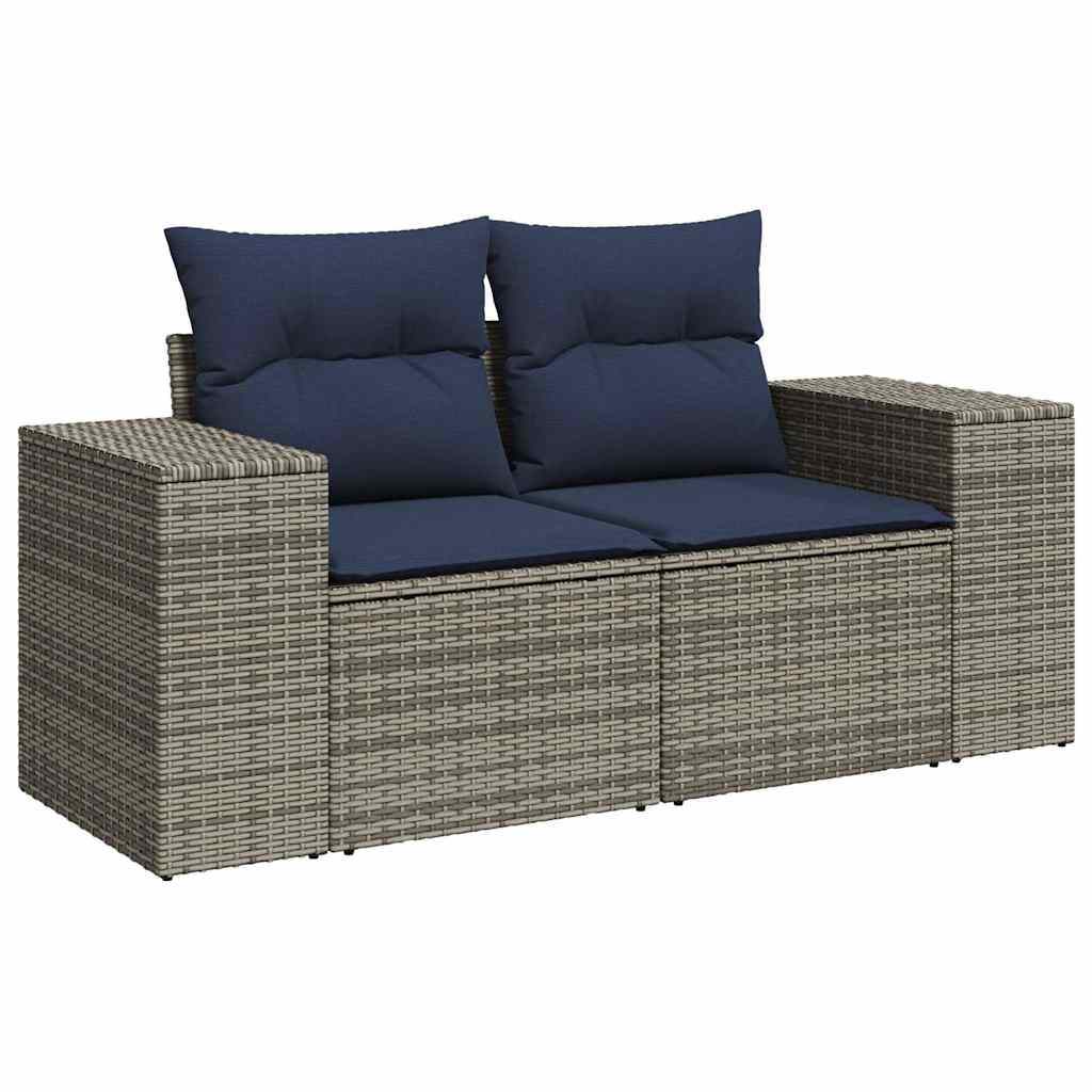 vidaXL Salon de jardin avec coussins 7 pcs gris résine tressée acacia - Image 3