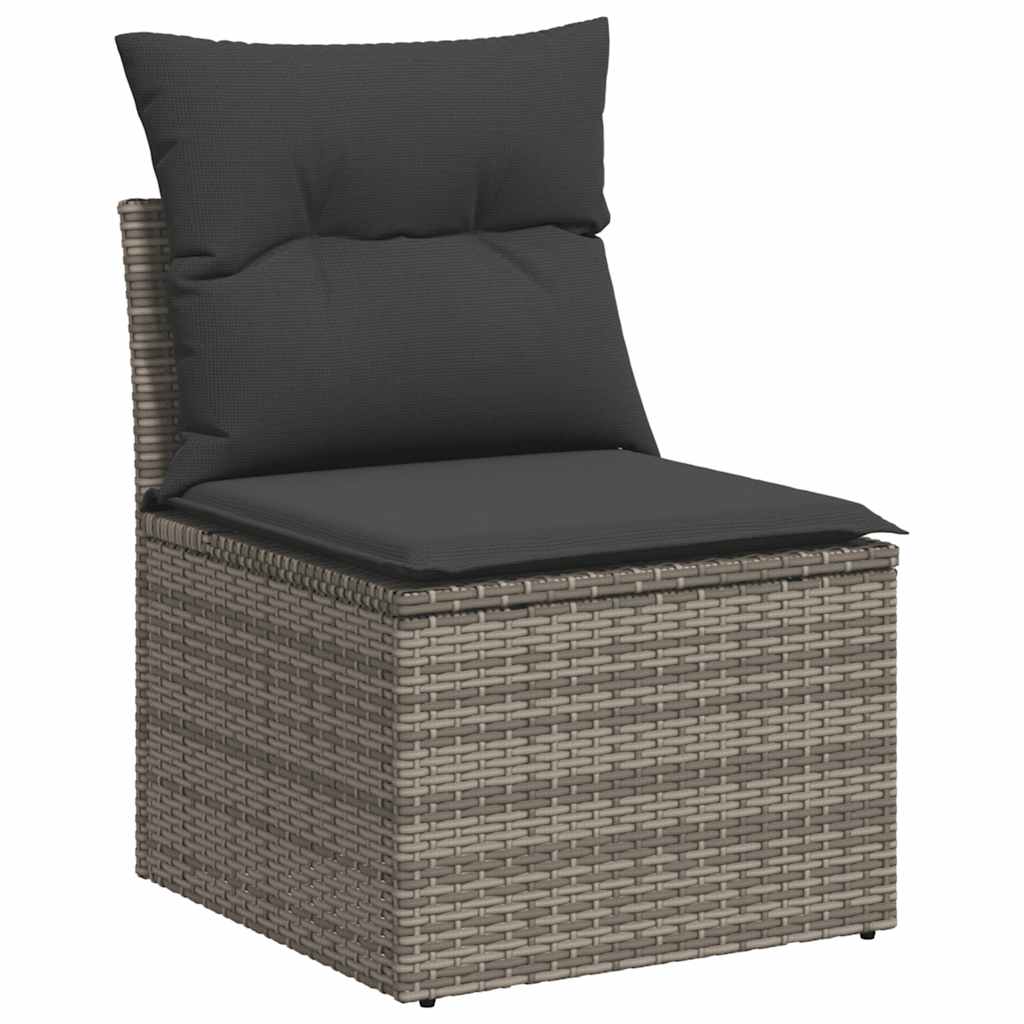 vidaXL Salon de jardin avec coussins 7 pcs gris résine tressée - Image 3