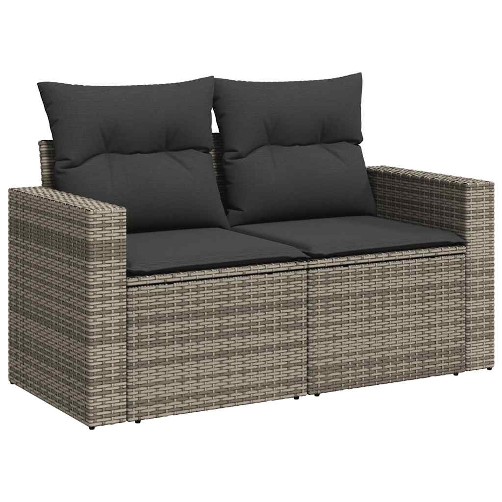 vidaXL Salon de jardin avec coussins 7 pcs gris résine tressée - Image 5