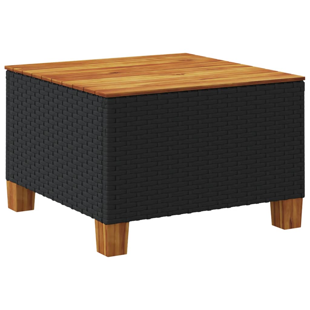 vidaXL Table de jardin noir 55x55x36 cm résine tressée et bois acacia - Image 6
