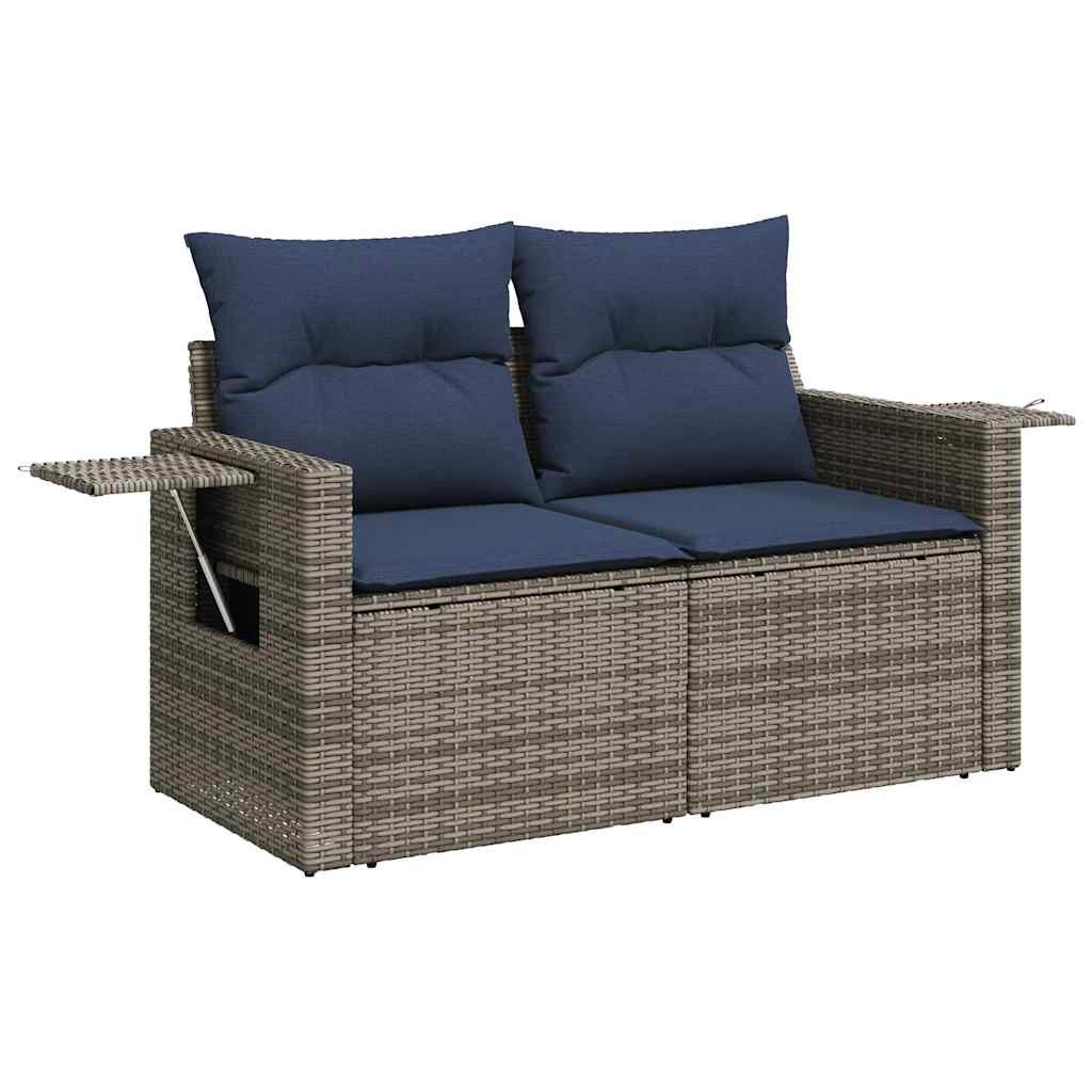 vidaXL Salon de jardin avec coussins 7 pcs gris résine tressée - Image 5