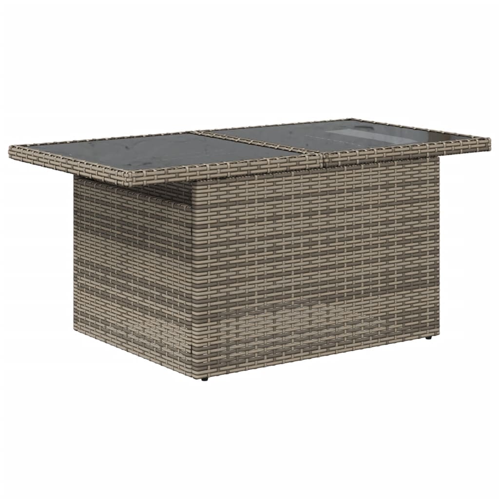vidaXL Table de jardin dessus en verre gris 100x55x73cm résine tressée - Image 4