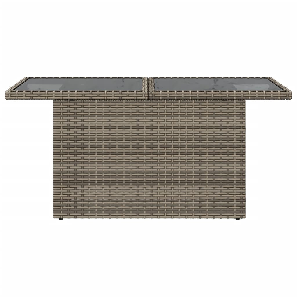 vidaXL Table de jardin dessus en verre gris 100x55x73cm résine tressée - Image 5