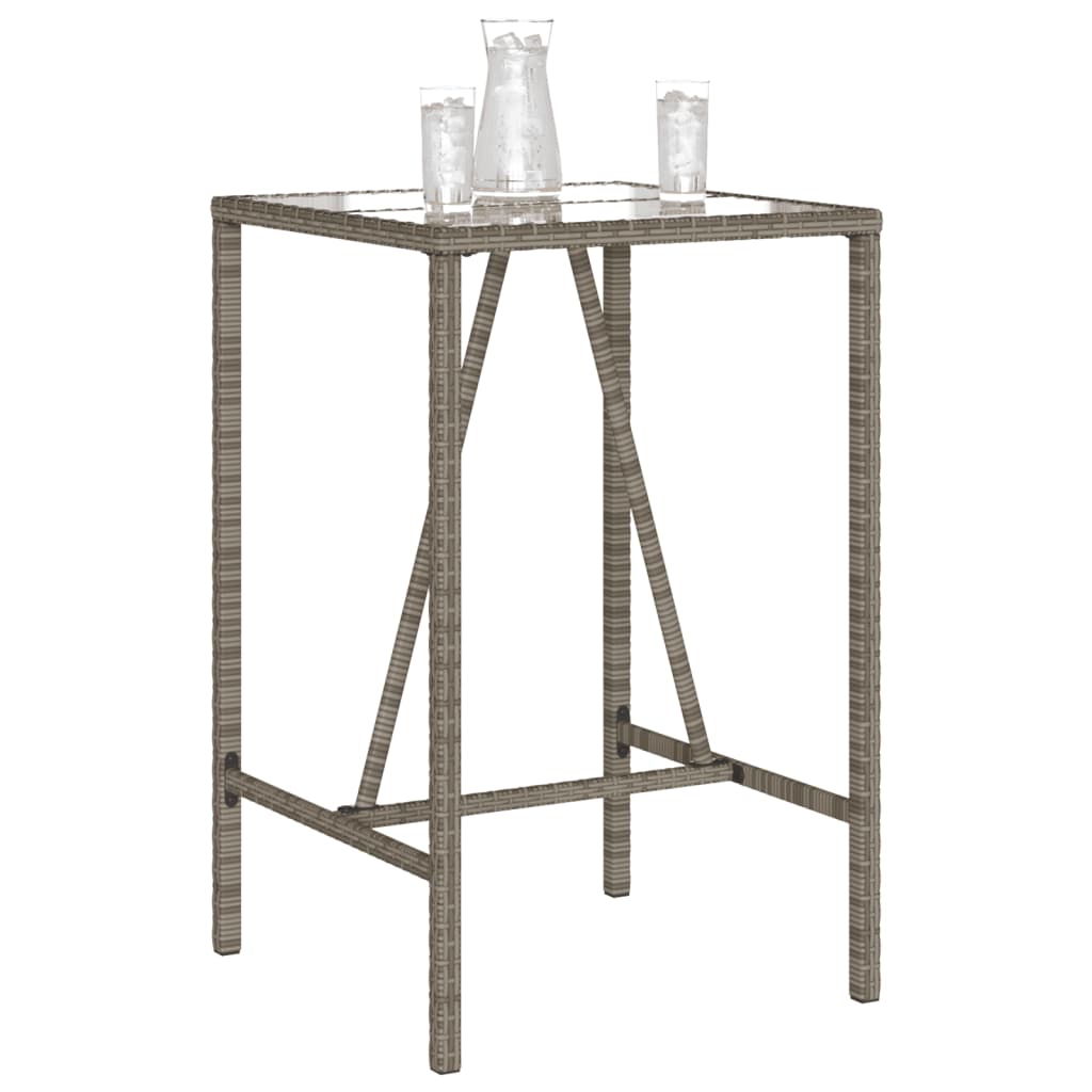 vidaXL Table de bar d’extérieur gris 70x70x110 cm poly rotin - Image 4