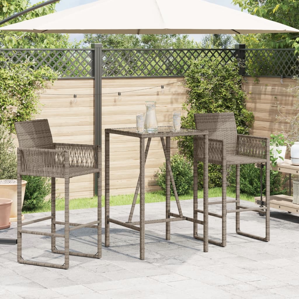 vidaXL Table de bar d’extérieur gris 70x70x110 cm poly rotin - Image 3