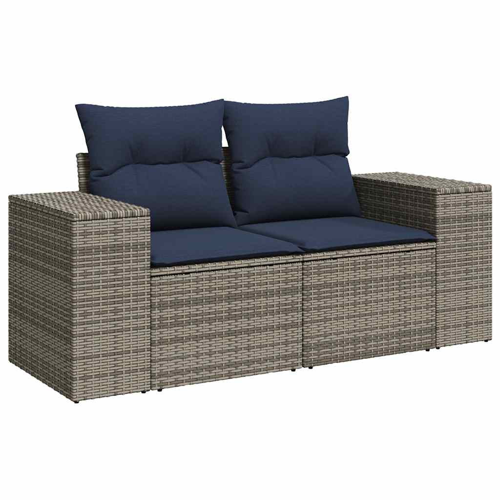 vidaXL Salon de jardin avec coussins 7 pcs gris résine tressée acacia - Image 5