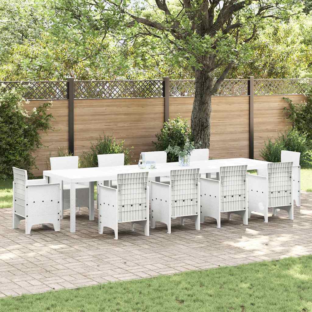 vidaXL Table de Jardin Blanc 350 x 100 x 73 cm polyrotin