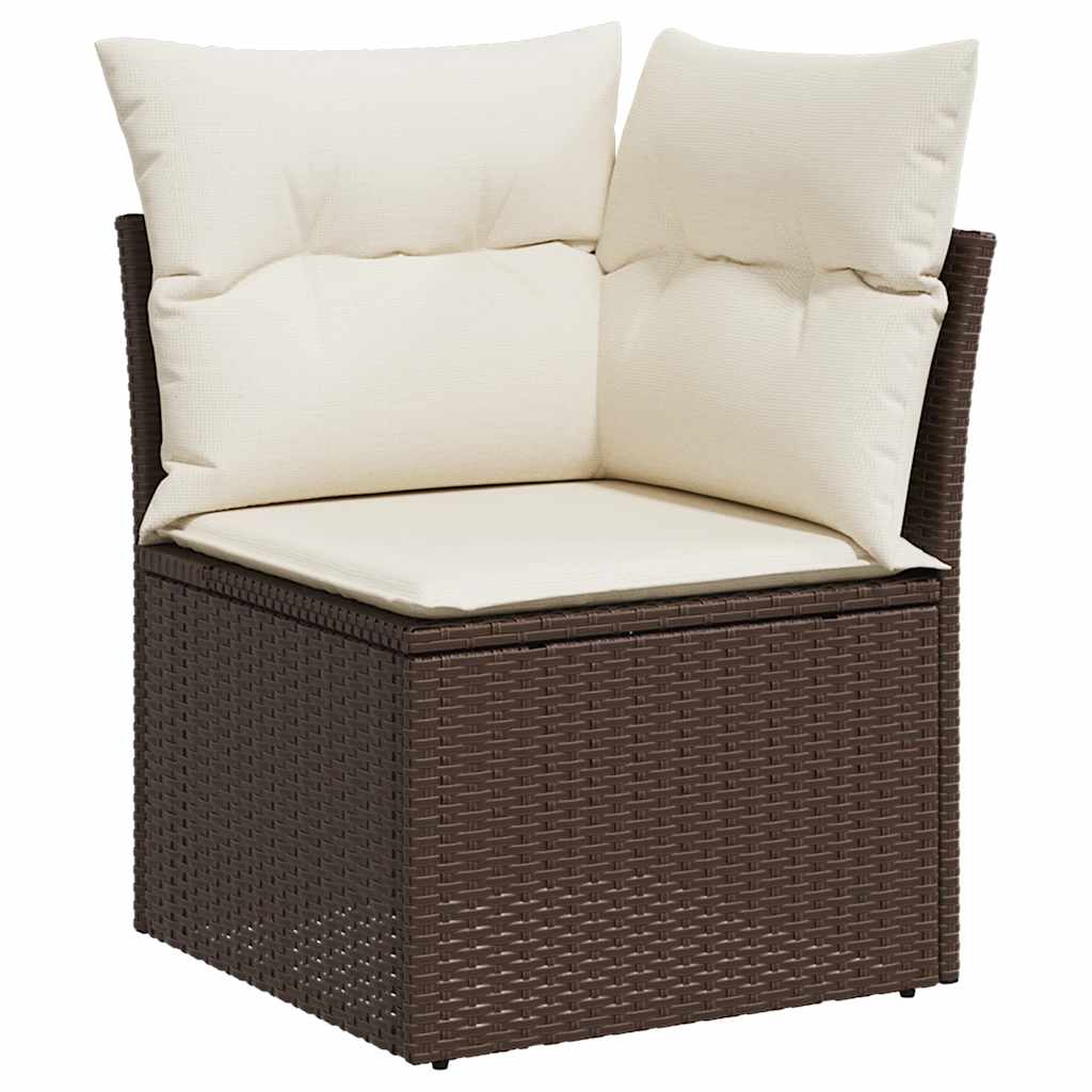 vidaXL Salon de jardin avec coussins 7 pcs marron résine tressée - Image 5