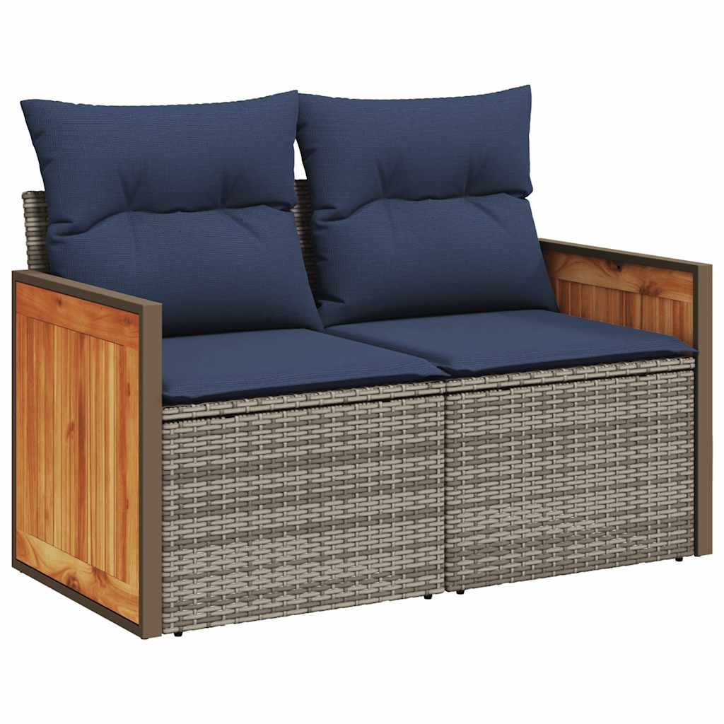 vidaXL Salon de jardin avec coussins 7 pcs gris résine tressée acacia - Image 4