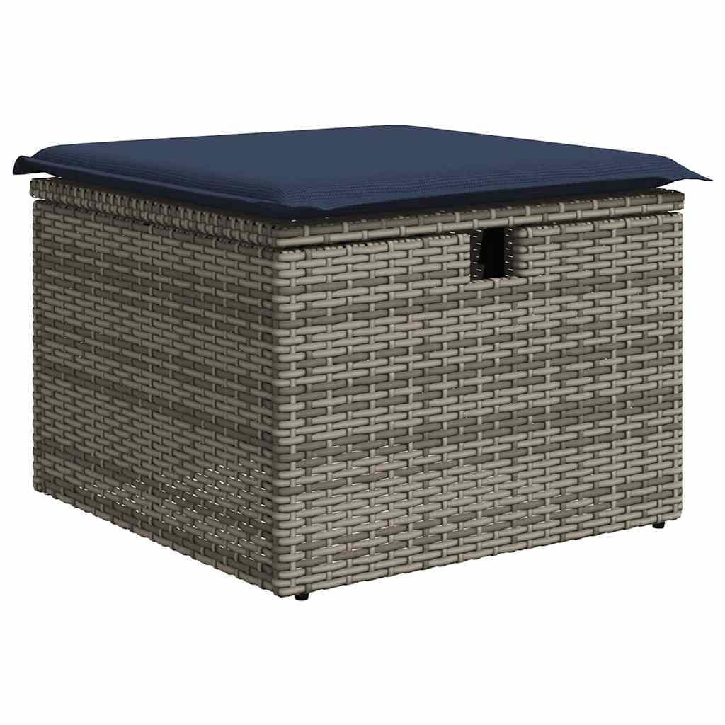 vidaXL Salon de jardin avec coussins 7 pcs gris résine tressée acacia - Image 6
