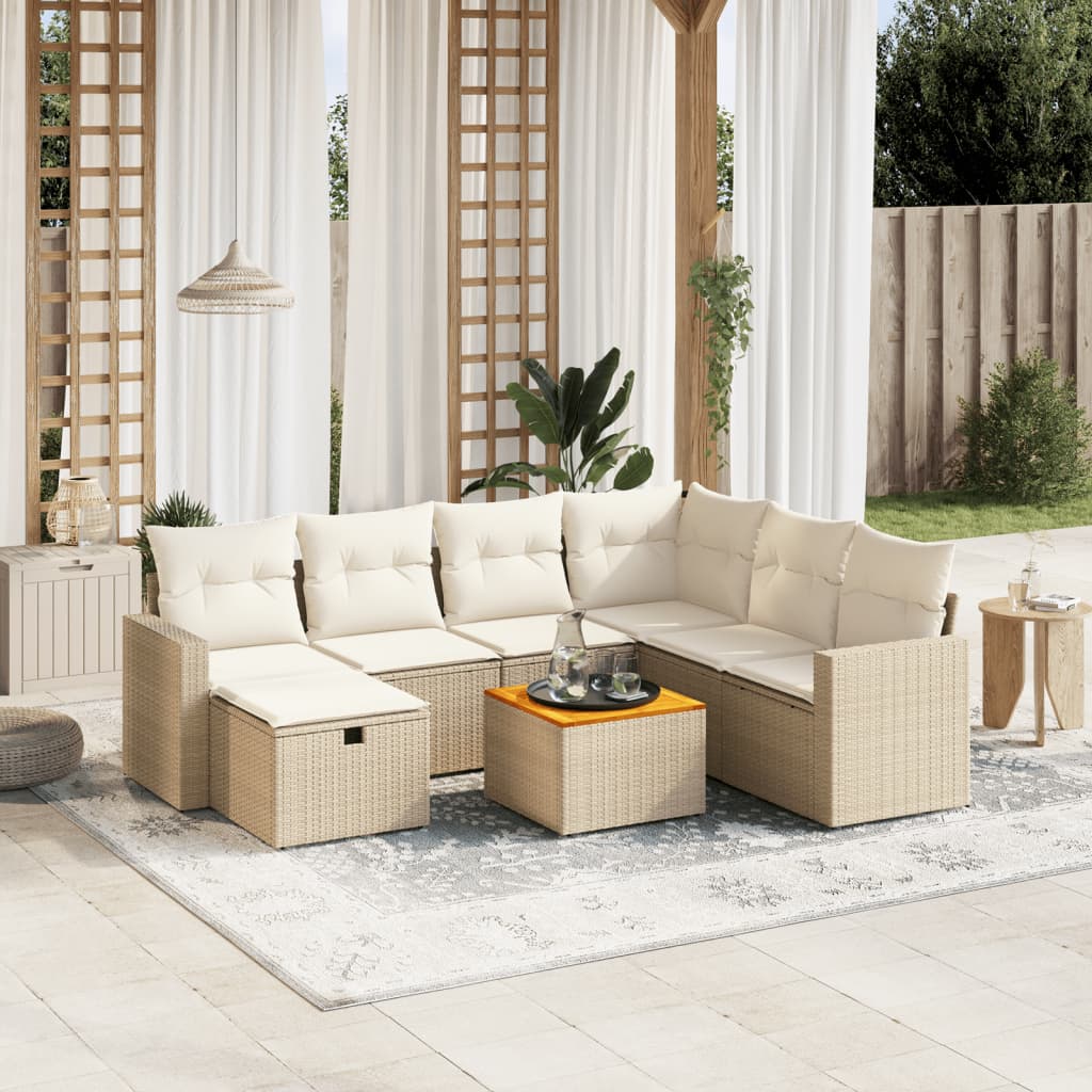 vidaXL Salon de jardin avec coussins 8 pcs beige résine tressée