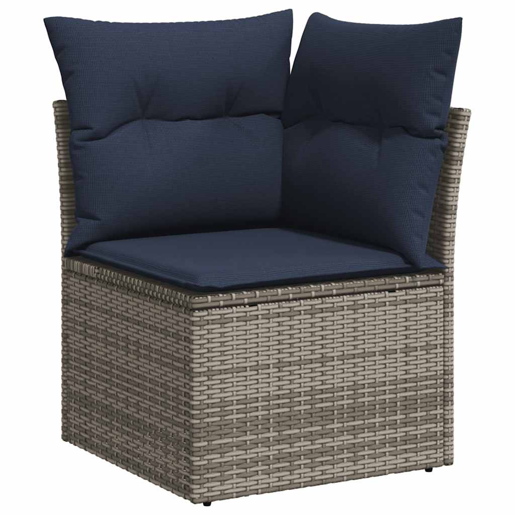 vidaXL Salon de jardin avec coussins 7 pcs gris résine tressée acacia - Image 4