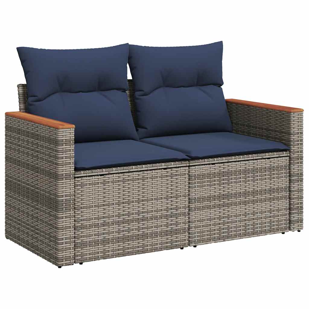 vidaXL Salon de jardin avec coussins 7 pcs gris résine tressée acacia - Image 5