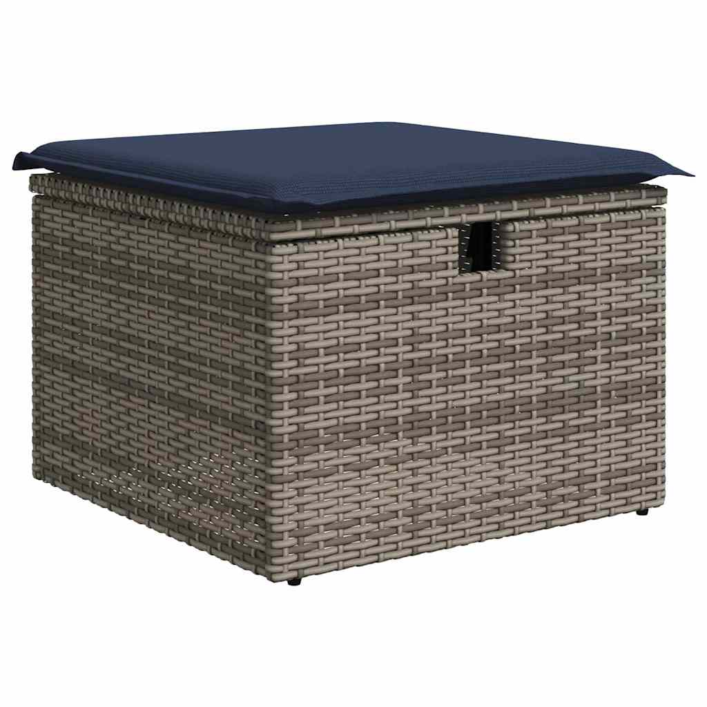 vidaXL Salon de jardin avec coussins 7 pcs gris résine tressée acacia - Image 6