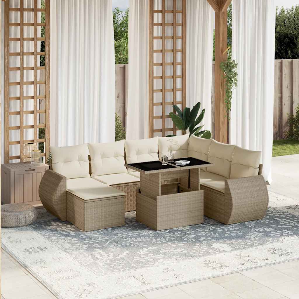 vidaXL Salon de jardin avec coussins 8 pcs beige résine tressée