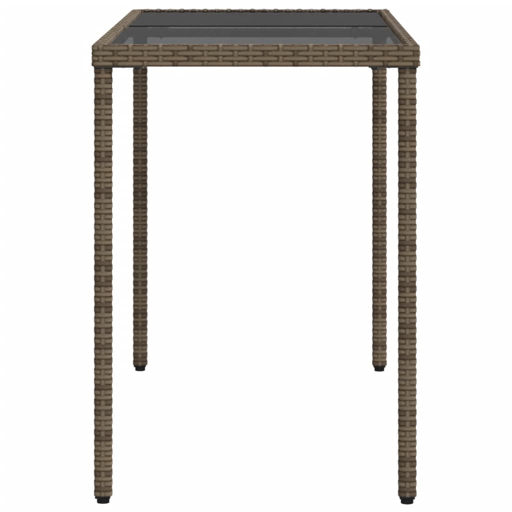 vidaXL Table de jardin dessus en verre gris 115x54x74cm résine tressée - Image 5
