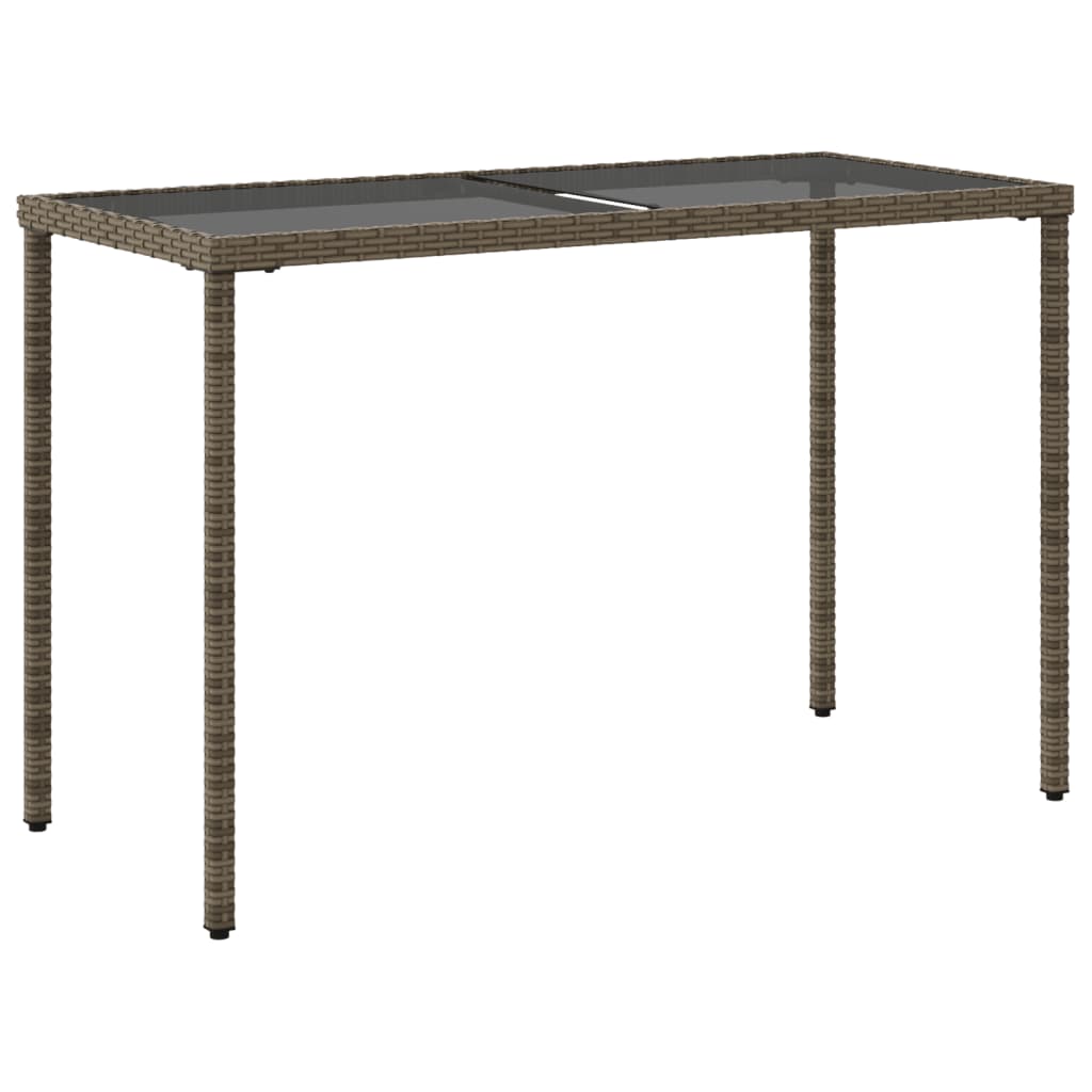 vidaXL Table de jardin dessus en verre gris 115x54x74cm résine tressée - Image 6