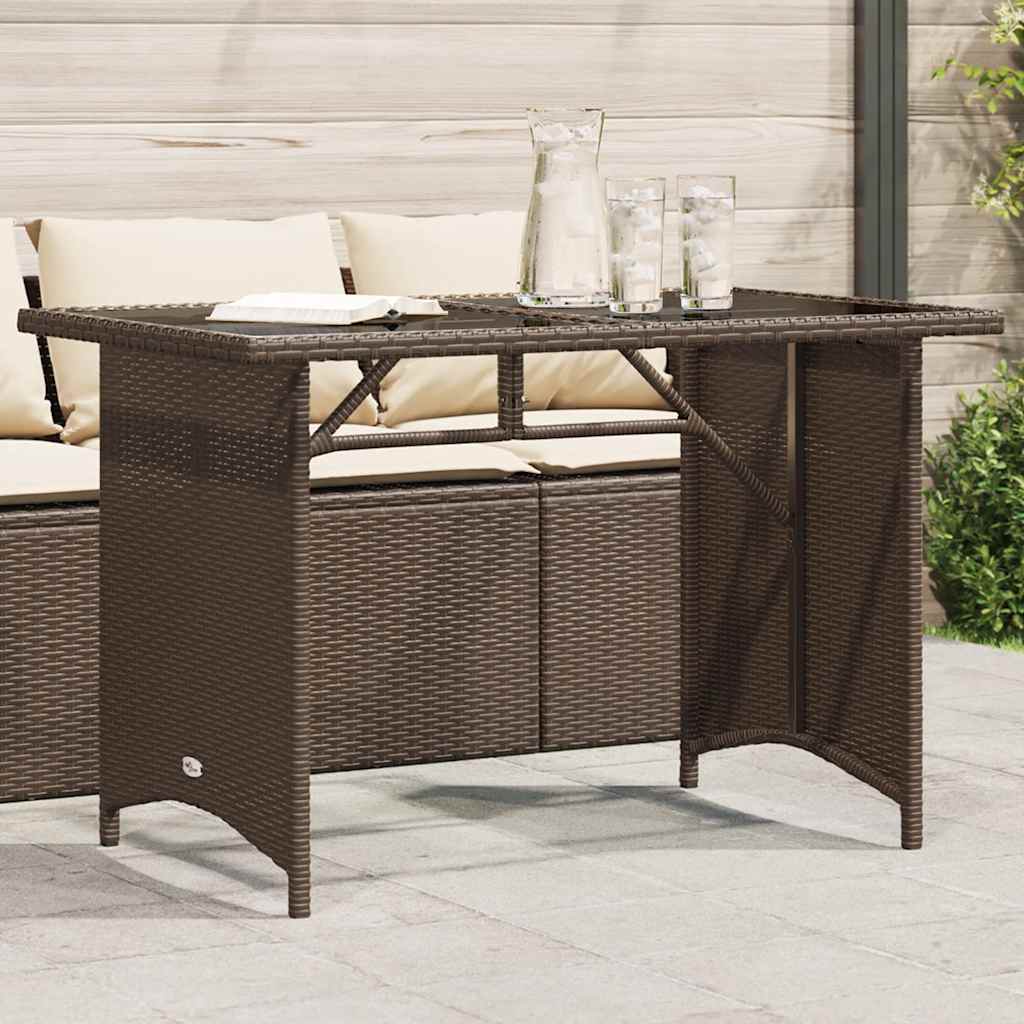 vidaXL Table de jardin avec dessus en verre marron 110x68x70 cm rotin