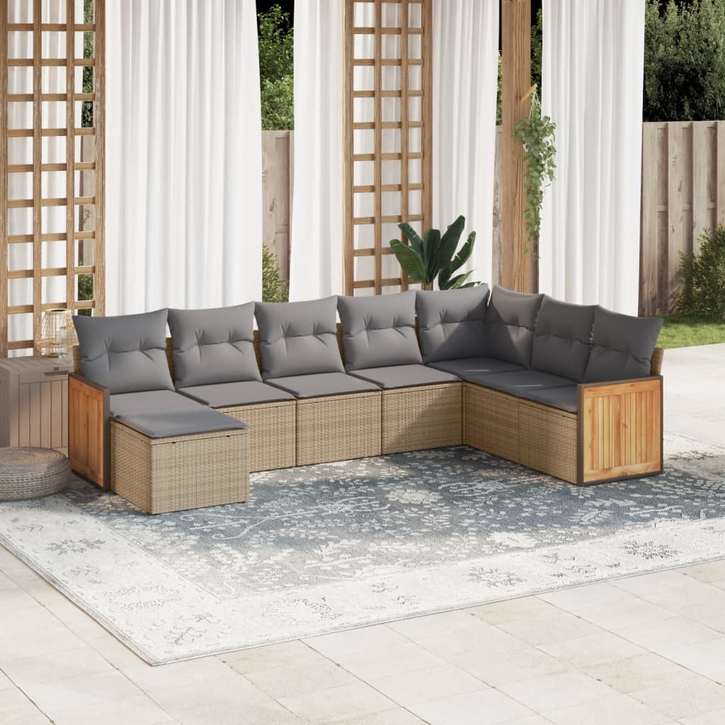 vidaXL Salon de jardin avec coussins 8 pcs beige résine tressée