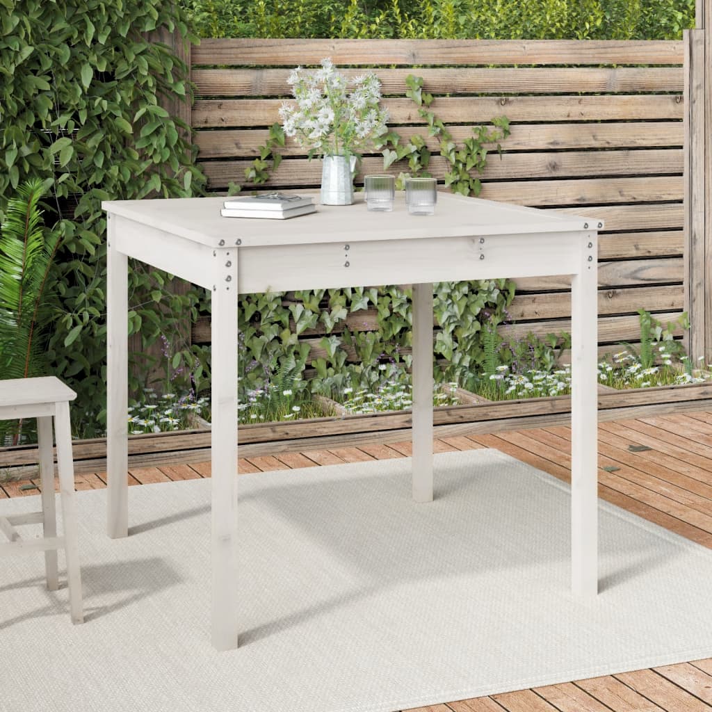 vidaXL Table de jardin blanc 82,5x82,5x76 cm bois massif de pin