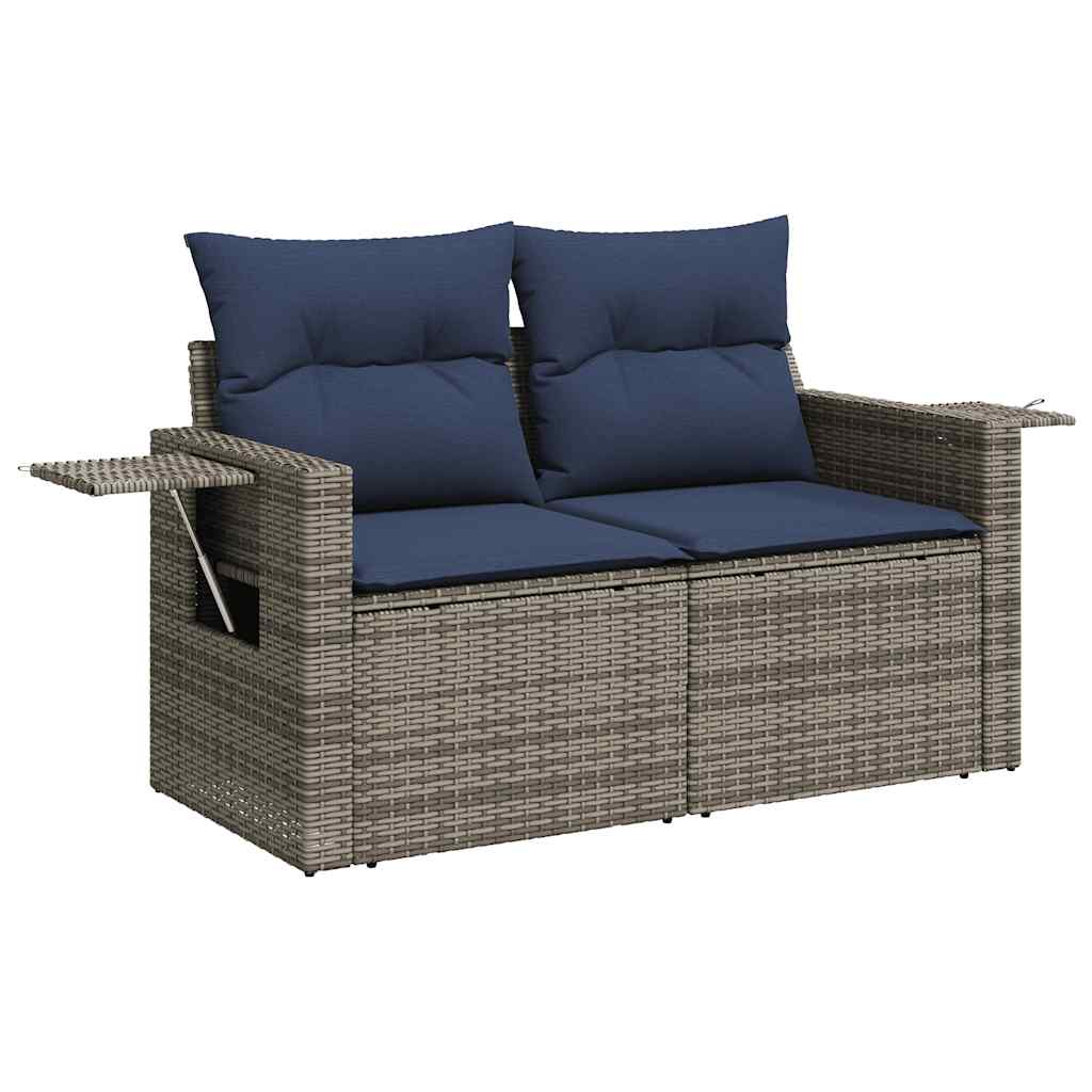 vidaXL Salon de jardin avec coussins 7 pcs gris résine tressée - Image 3