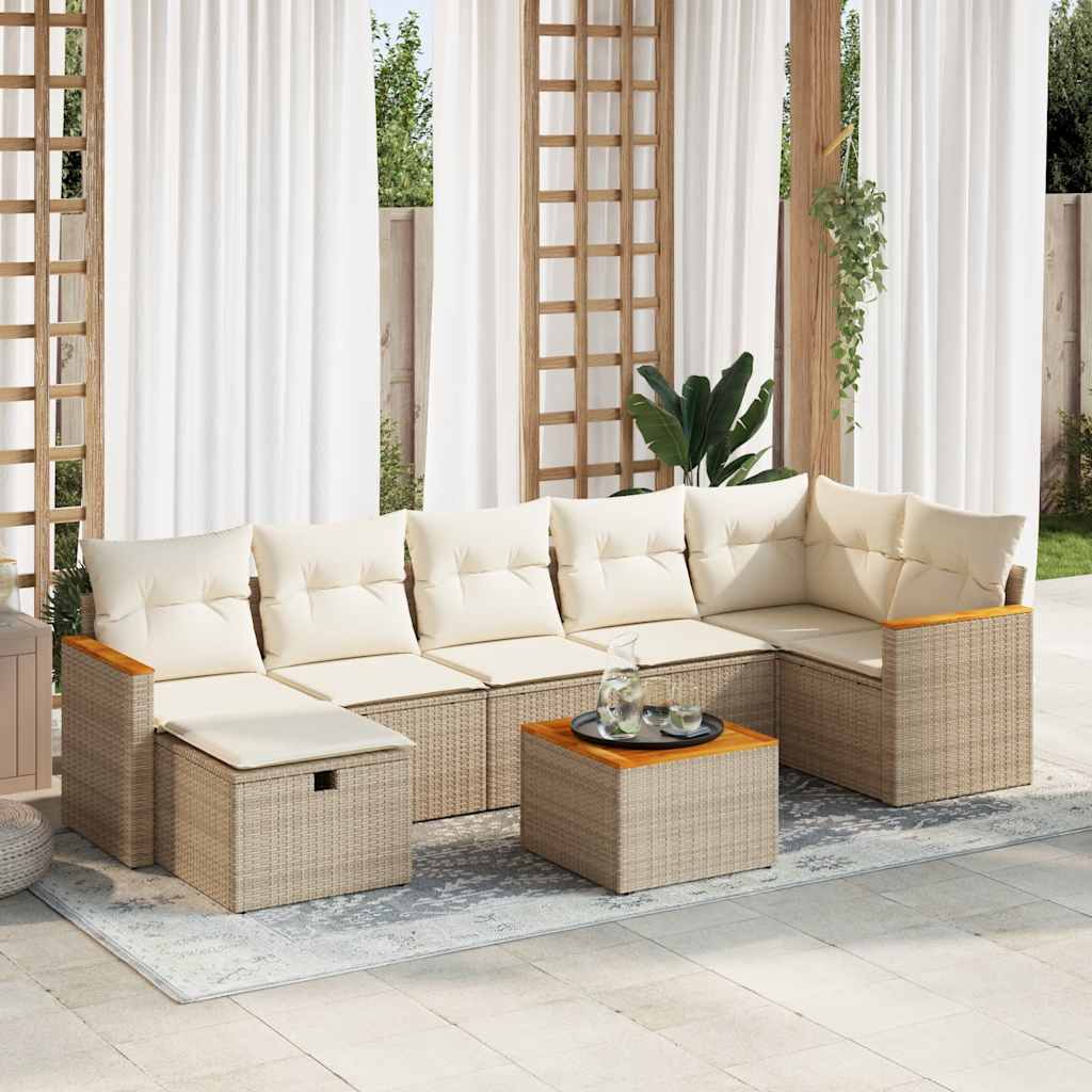 vidaXL Salon de jardin avec coussins 8 pcs beige résine tressée