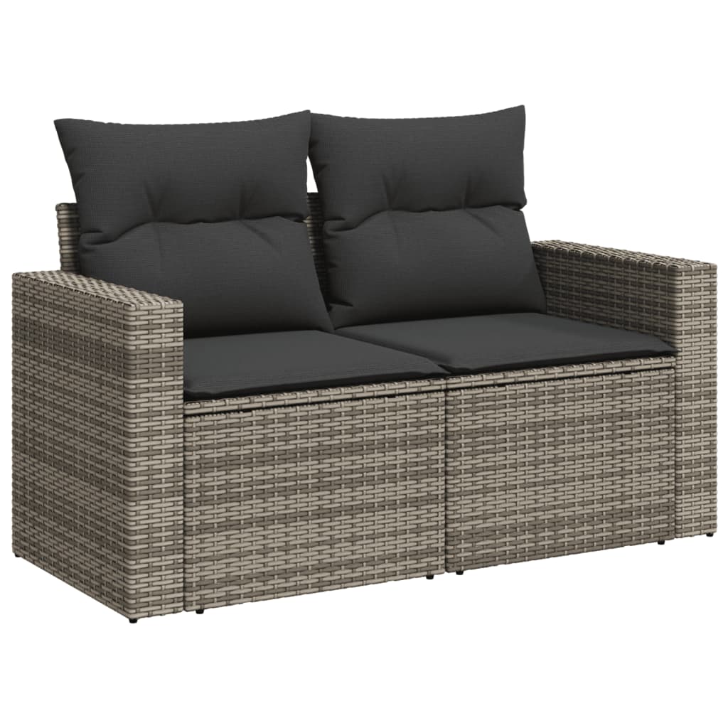 vidaXL Salon de jardin avec coussins 7 pcs gris résine tressée - Image 3