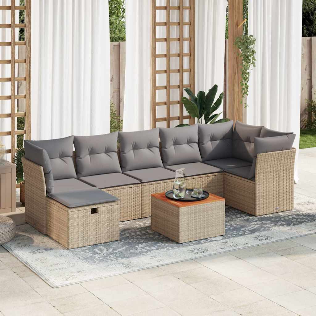 vidaXL Salon de jardin avec coussins 8pcs mélange beige résine tressée