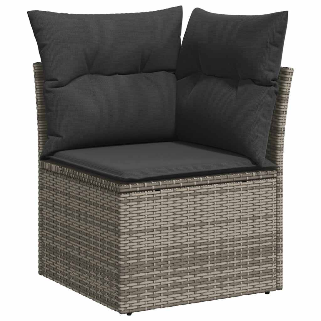 vidaXL Salon de jardin avec coussins 7 pcs gris résine tressée acacia - Image 4
