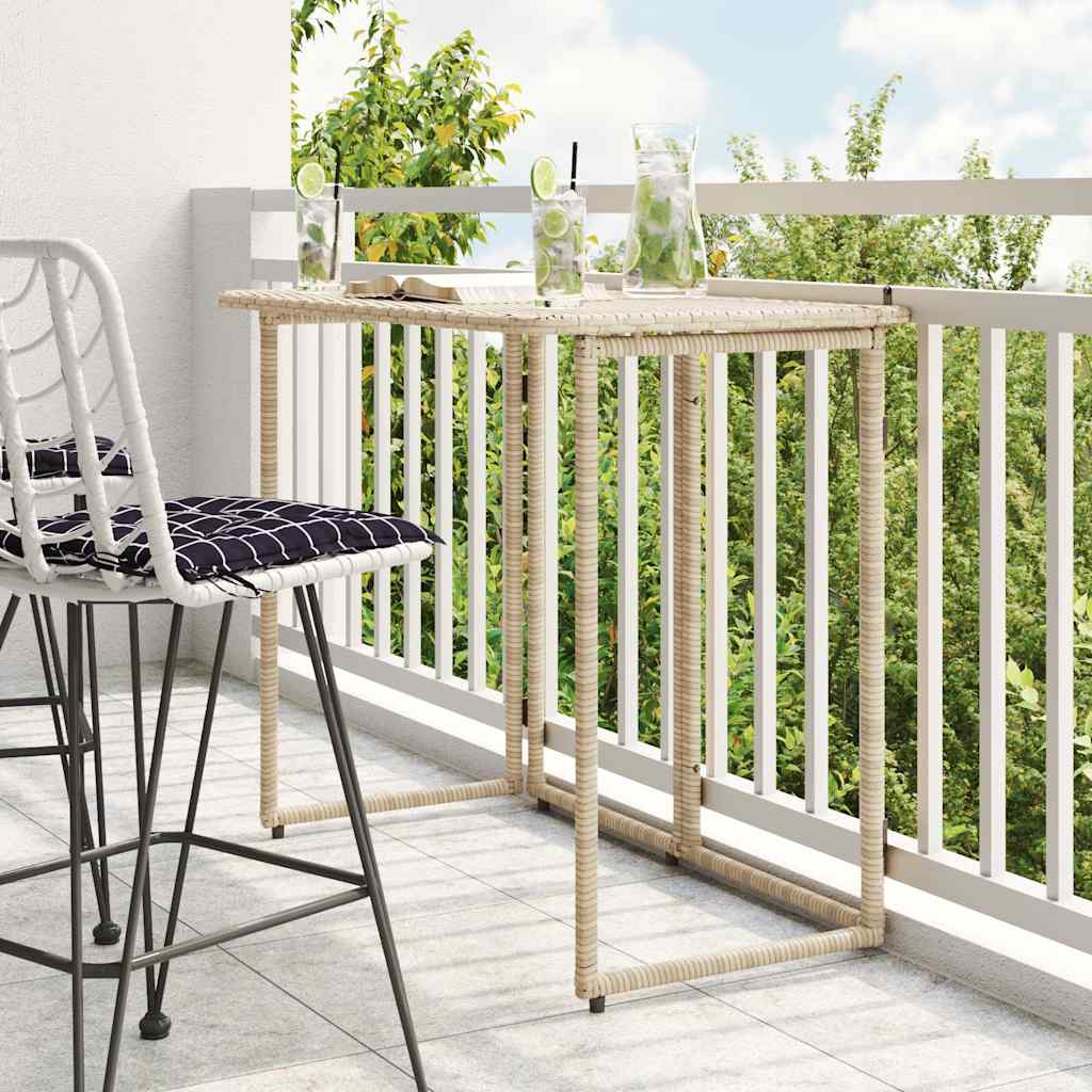 VidaXL Table de jardin pliante beige 90 x 51 x 75 cm polyrotin
