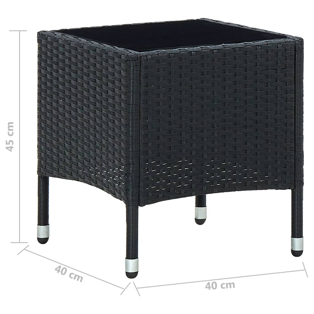 vidaXL Table de jardin Noir 40x40x45 cm Résine tressée - Image 5