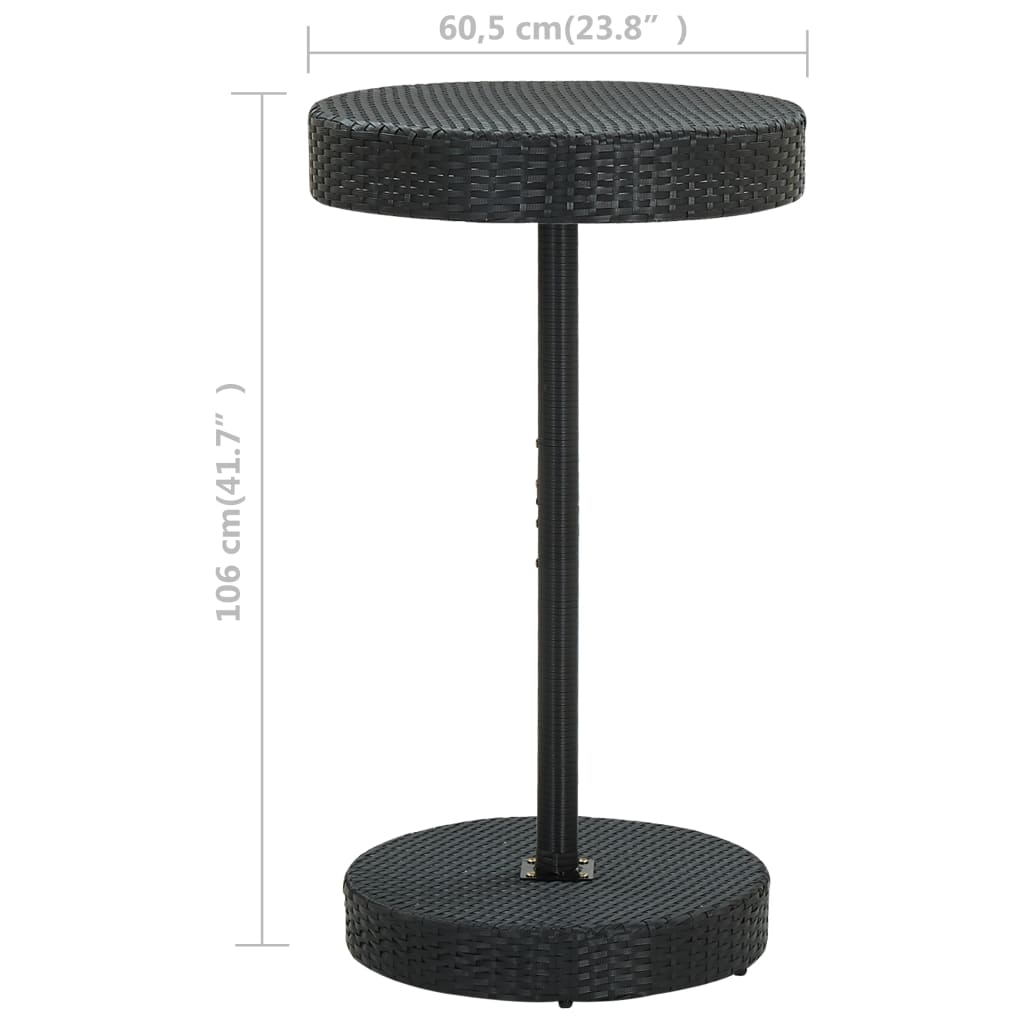 vidaXL Table de jardin Noir 60,5x106 cm Résine tressée - Image 5