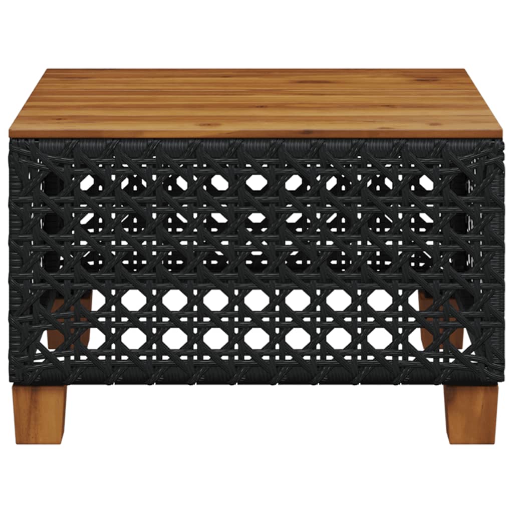 vidaXL Table de jardin noir 55x55x36 cm résine tressée et bois acacia - Image 4