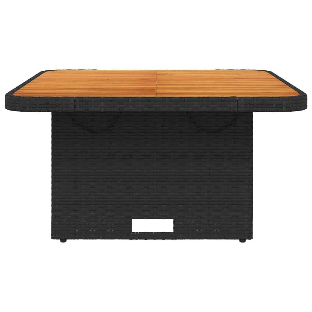 vidaXL Table de jardin noir 80x80x71 cm résine tressée et bois acacia - Image 5