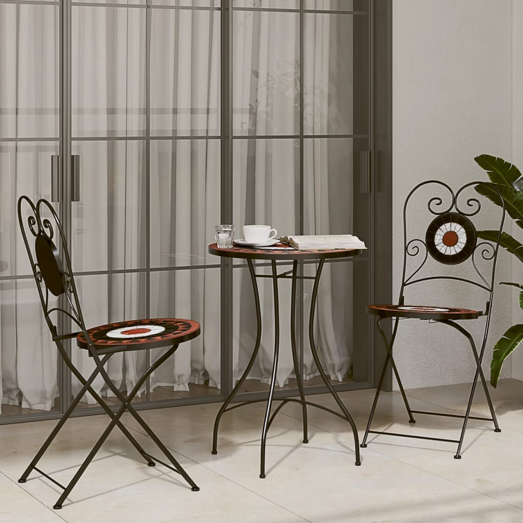 vidaXL Table de bistro mosaïque terre cuite blanc Ø50x70 cm céramique - Image 3