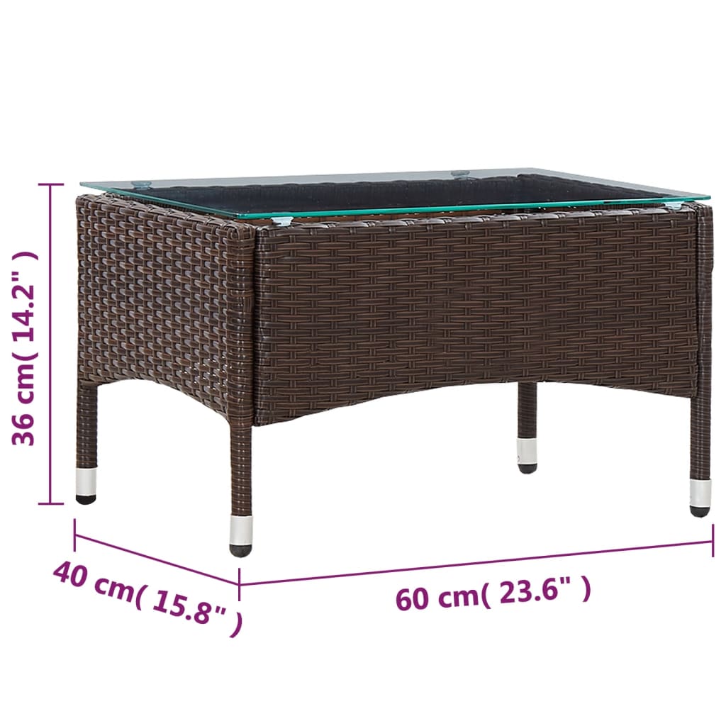 vidaXL Table basse Marron 60x40x36 cm Résine tressée - Image 5
