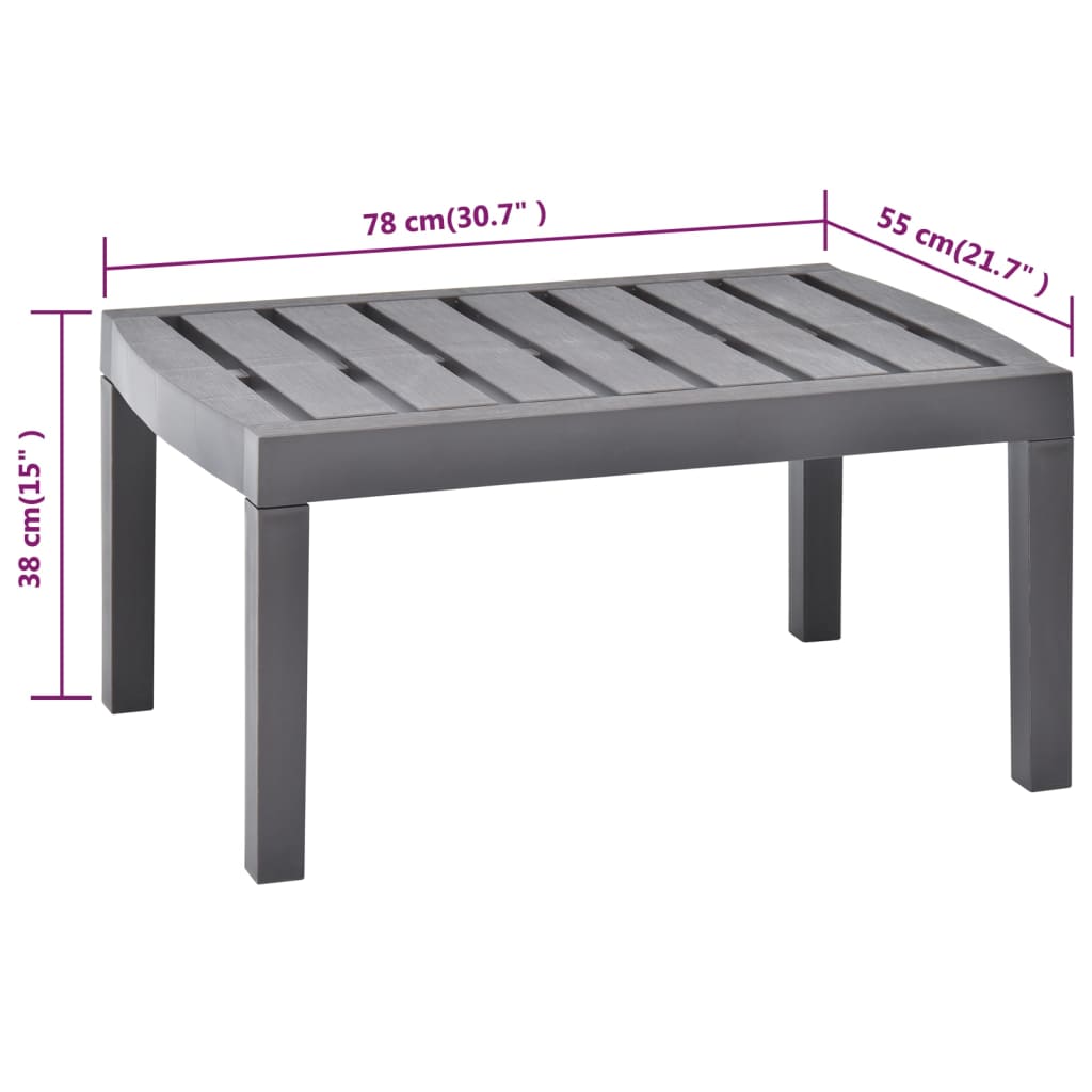vidaXL Table de jardin Moka 78x55x38 cm Plastique - Image 5