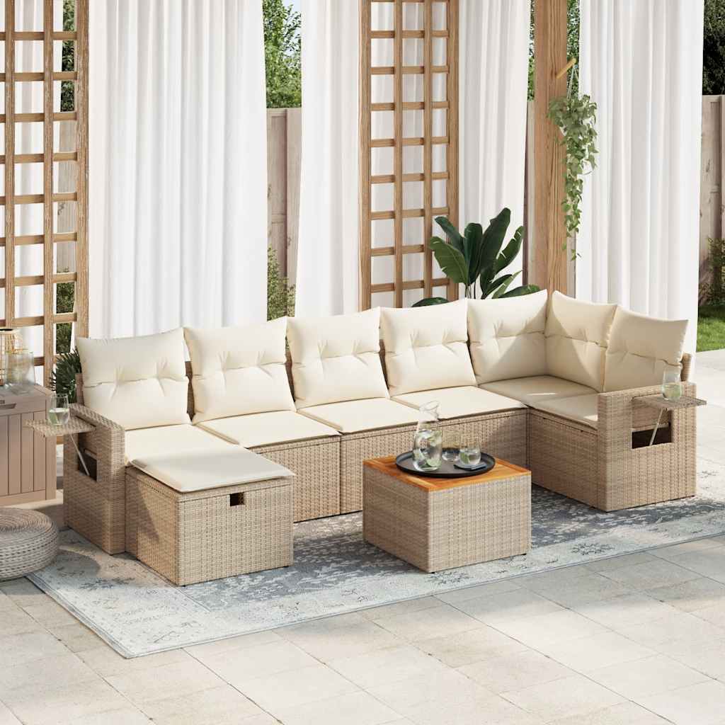 vidaXL Salon de jardin avec coussins 8 pcs beige résine tressée
