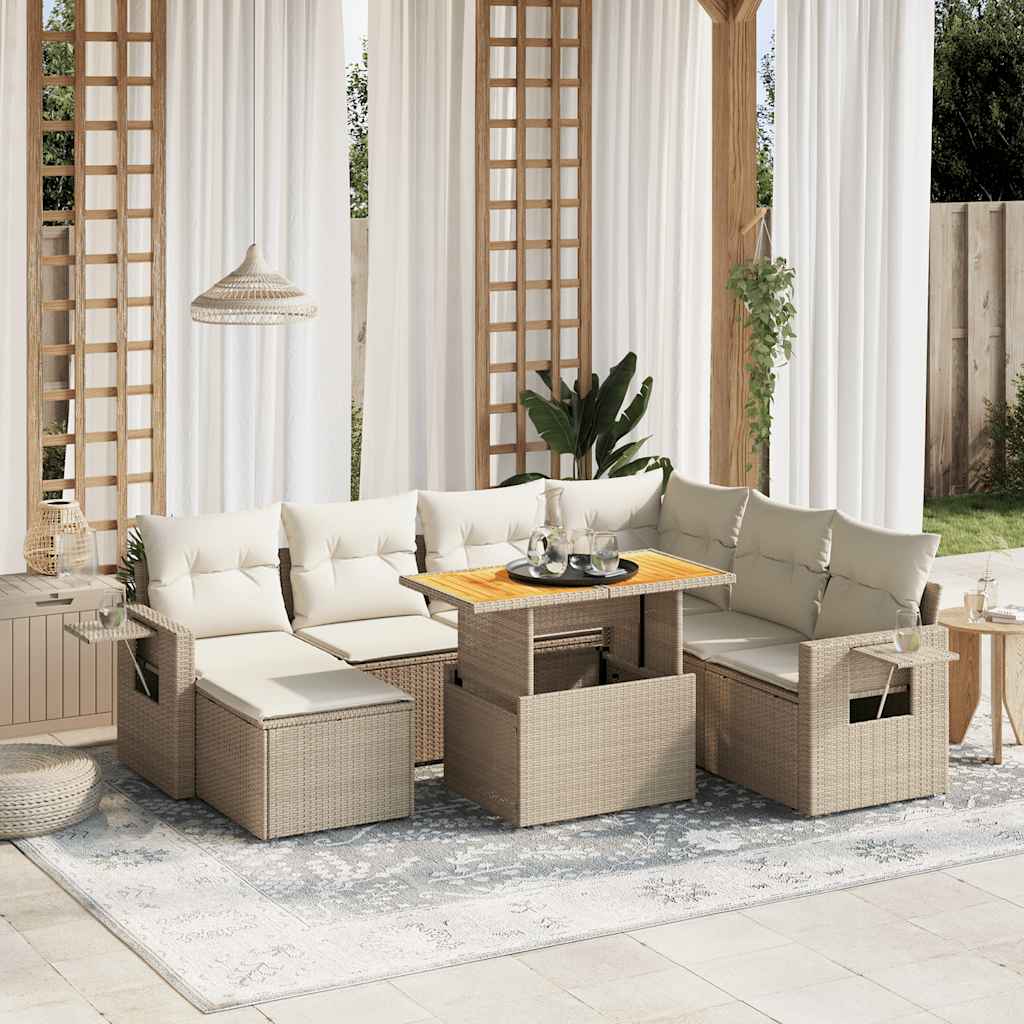 vidaXL Salon de jardin avec coussins 8 pcs beige résine tressée