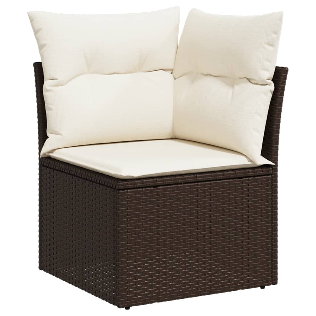 vidaXL Salon de jardin avec coussins 7 pcs marron résine tressée - Image 5