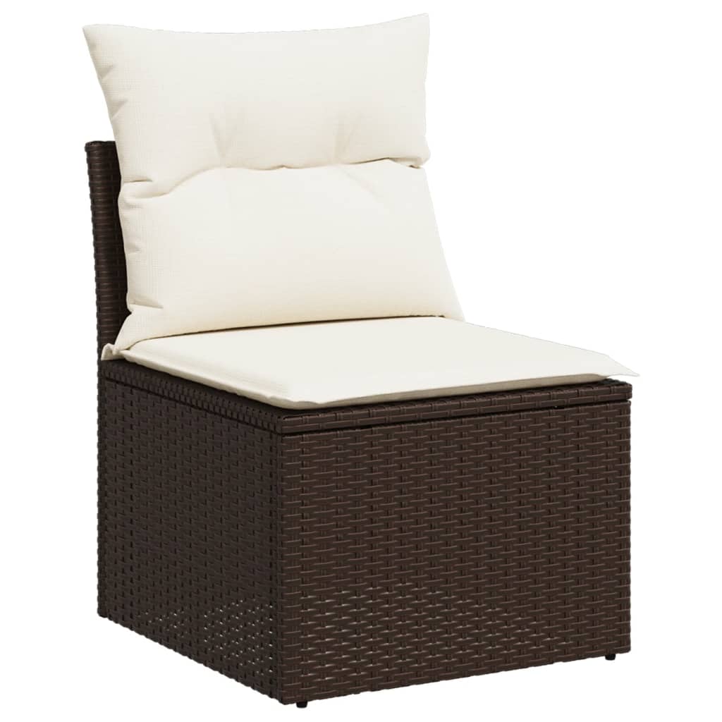 vidaXL Salon de jardin avec coussins 7 pcs marron résine tressée - Image 6