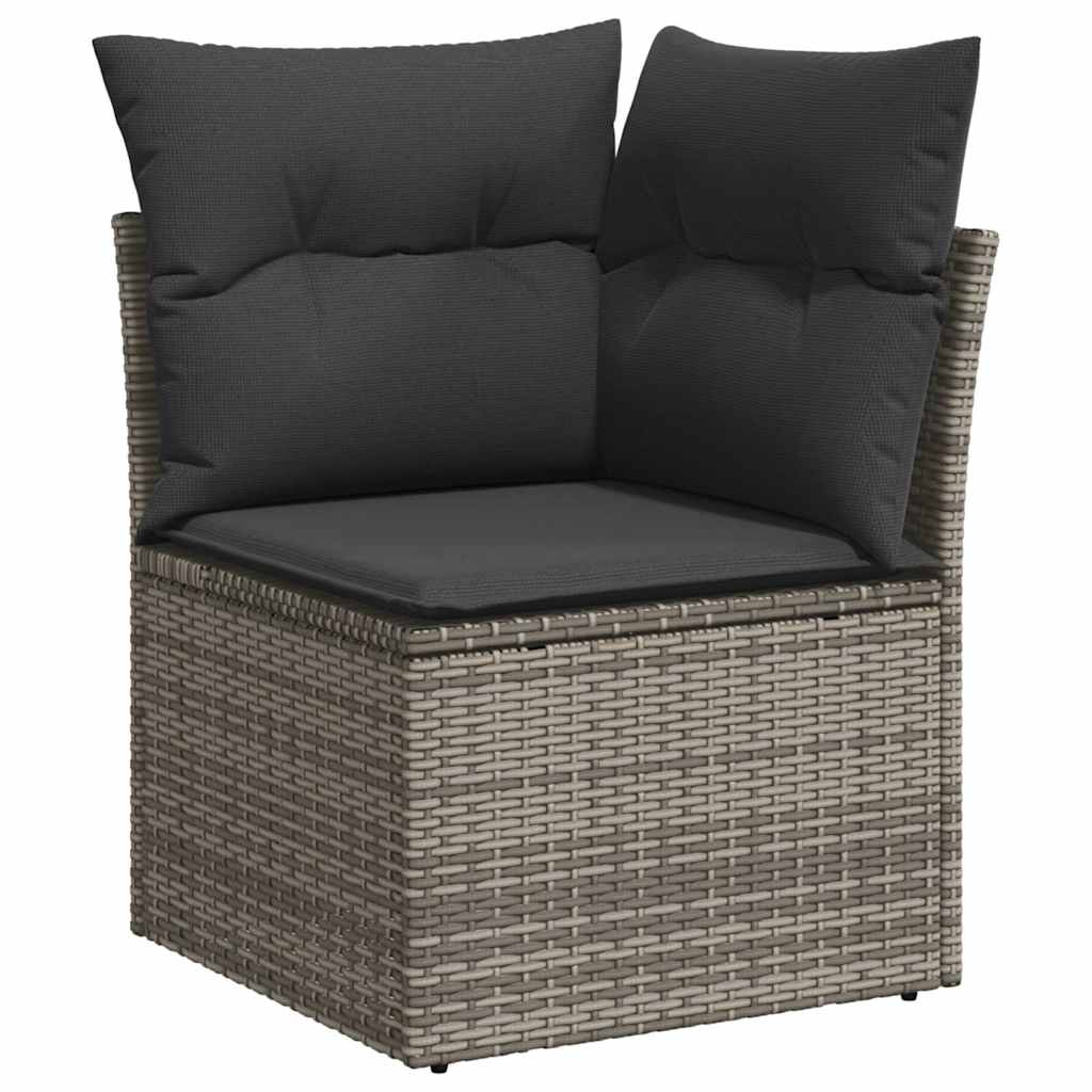 vidaXL Salon de jardin avec coussins 7 pcs gris résine tressée acacia - Image 4