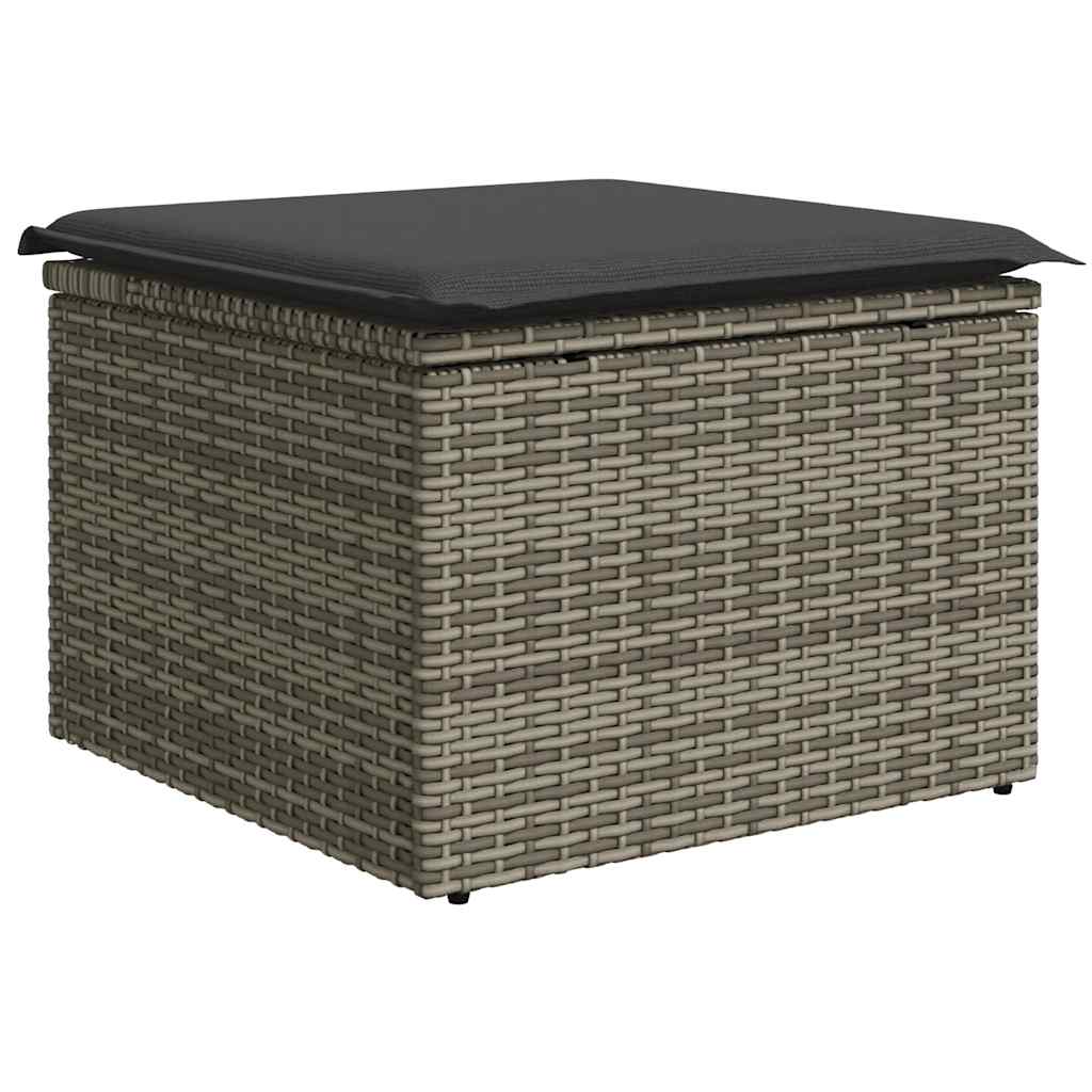 vidaXL Salon de jardin avec coussins 7 pcs gris résine tressée acacia - Image 6