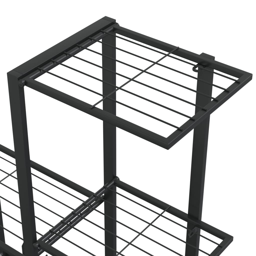 vidaXL Support pour plantes 94,5x25x88 cm Noir Métal - Image 6