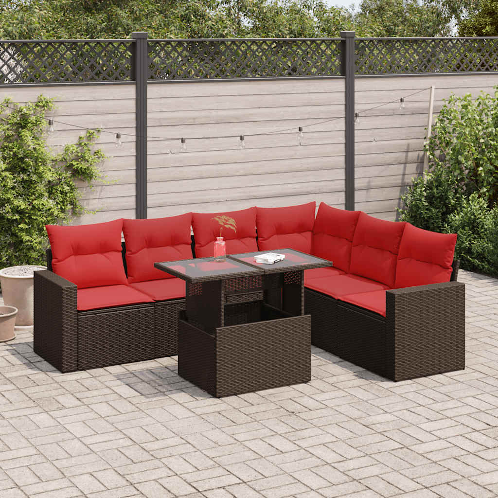 vidaXL Salon de jardin avec coussins 7 pcs gris résine tressée acacia