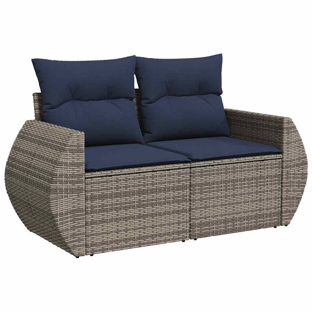 vidaXL Salon de jardin avec coussins 7 pcs gris résine tressée acacia - Image 5